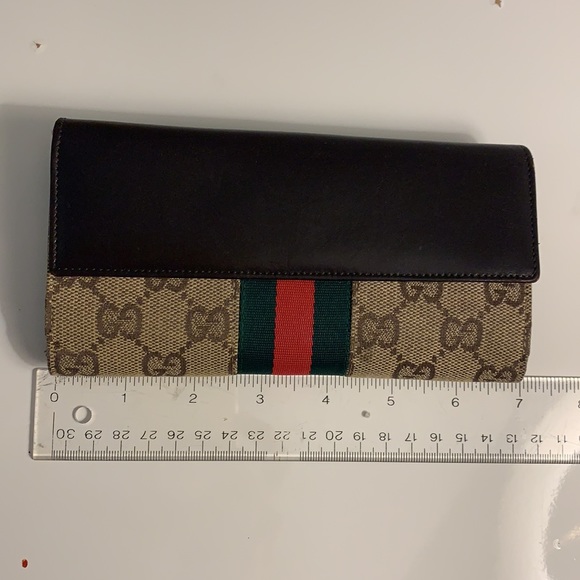 Gucci Authentic Handmade Leather and Canvas Bifold Logo Wallet - Picture 13 of 15
